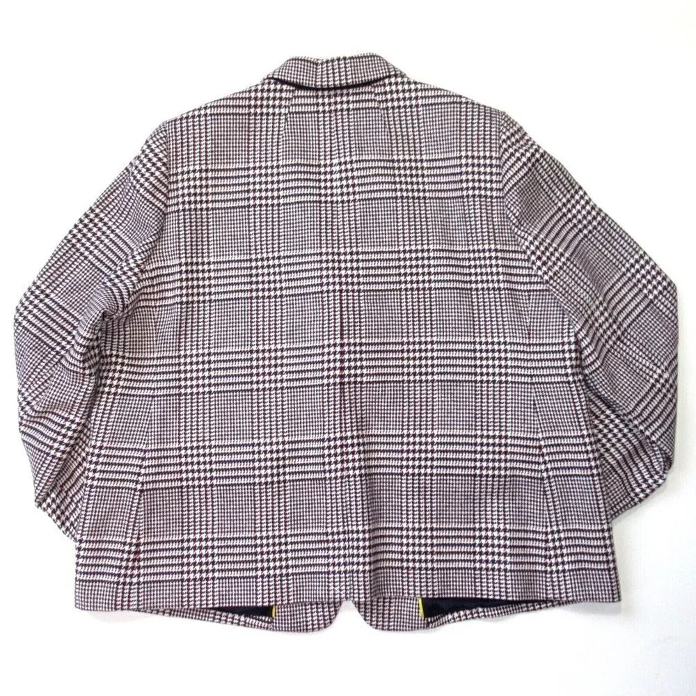 NWT J.Crew Boyfriend Blazer in Ivory Burgundy Shadow Houndstooth Wool Jacket 22